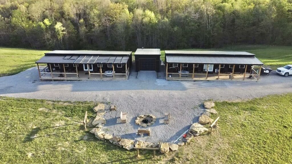 Aerial view of Katie and Zac Fuller's Eagle Ridge Farm cabins